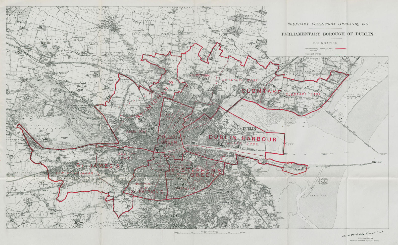 Dublin Parliamentary Borough. St James's Clontarf BOUNDARY COMMISSION 1917 map